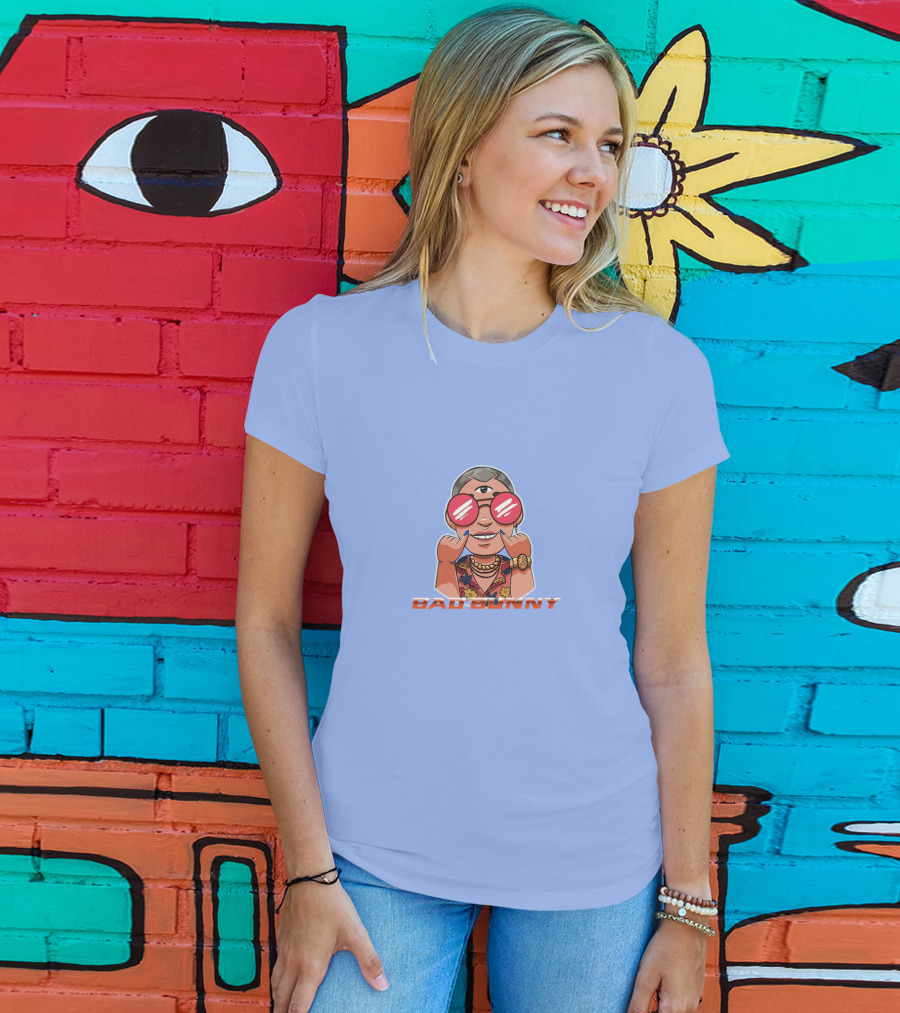 YHLQMDLG Bad Bunny Cartoon With Third Eye And Sunglasses T-Shirt