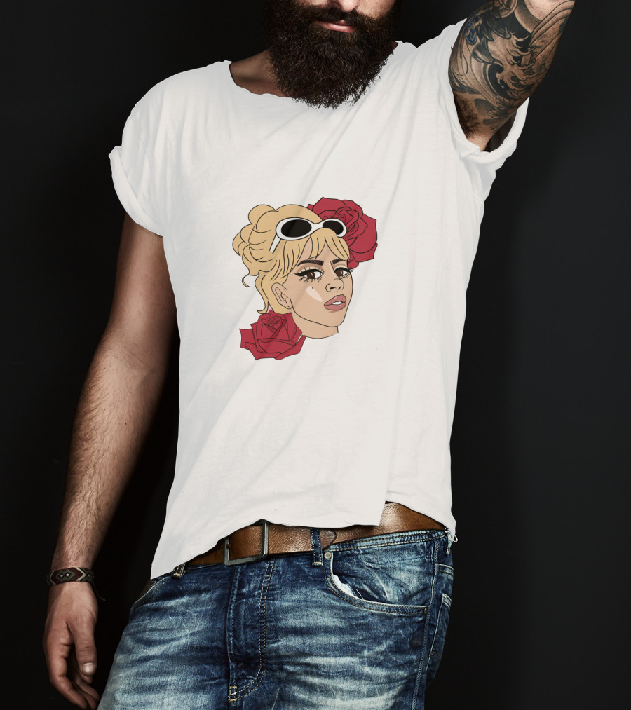 Kali Uchis Blonde Sunglasses Red Roses T-Shirt
