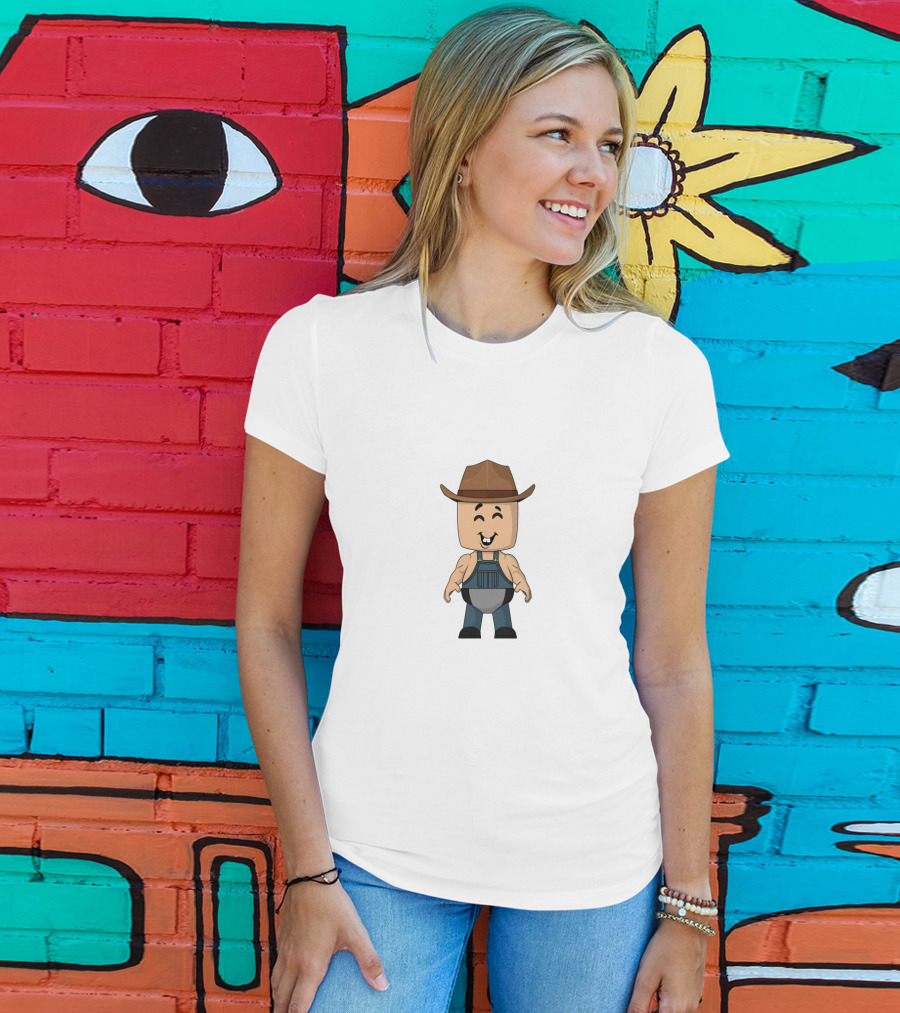 Cleetus McFarland Cartoon Character In Cowboy Hat And Overalls T-Shirt