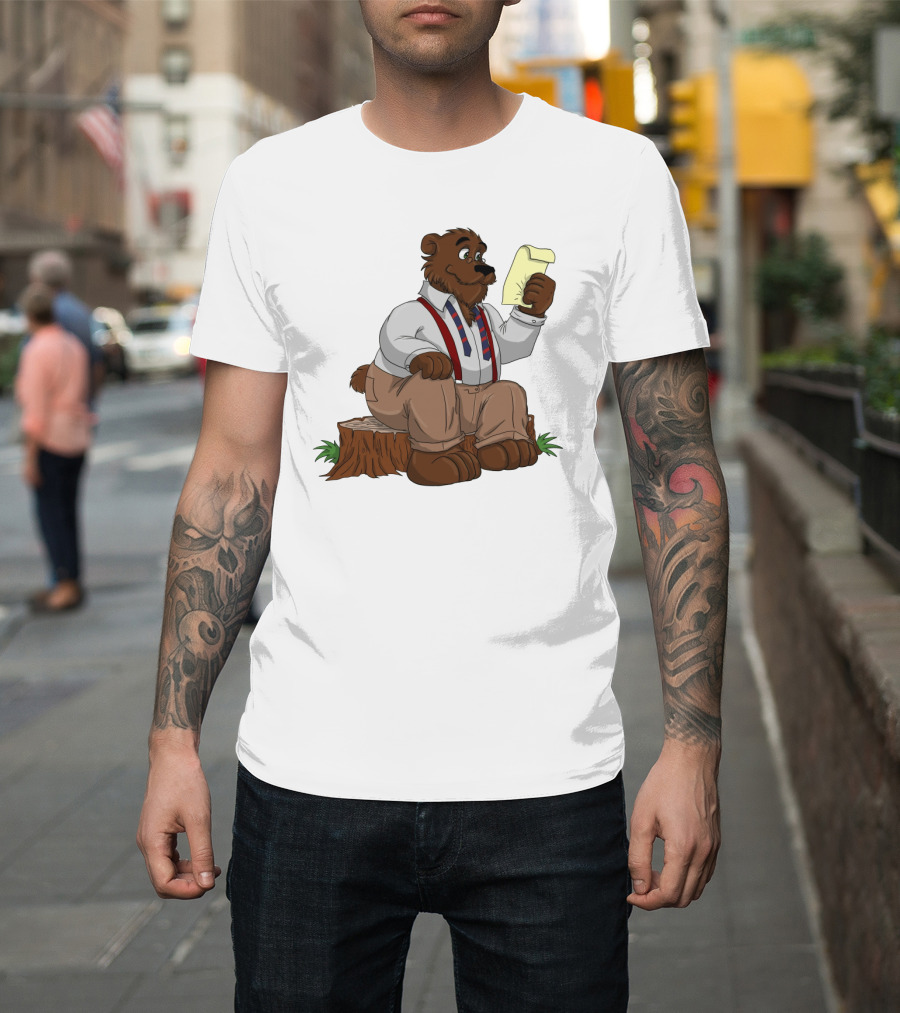 Papa Bear Reading Note Iconic Cartoon T-Shirt