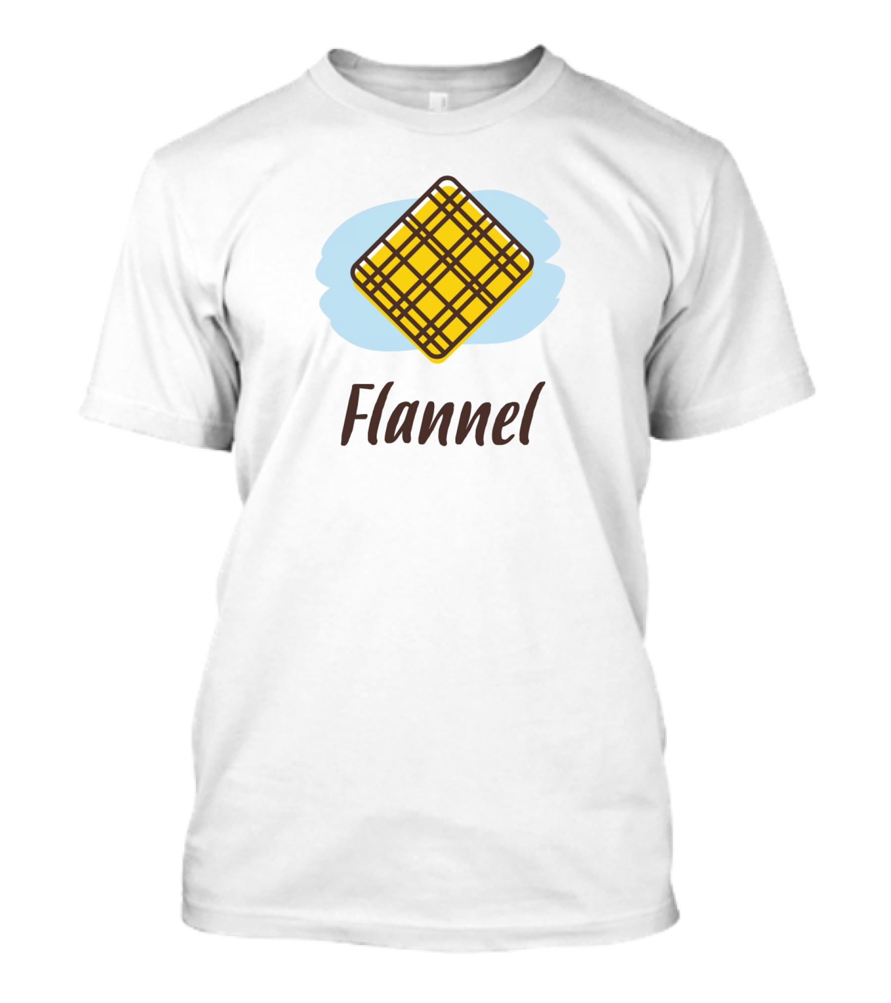 Flannel Yellow Plaid Pattern With Blue Background T-Shirt