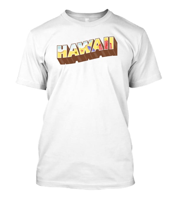 Hawaii Tropical Beach Icons With Surfer And Hibiscus T-Shirt