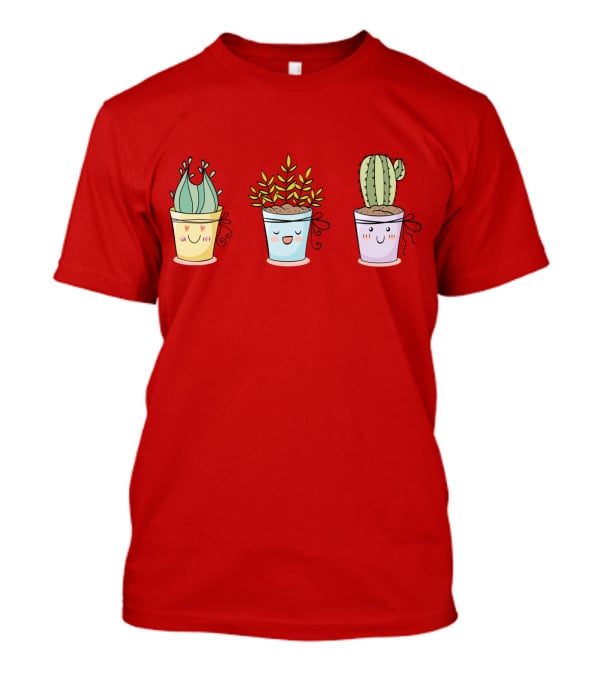 Cute Plants Happy Succulents Cactus Kawaii Pots T-Shirt
