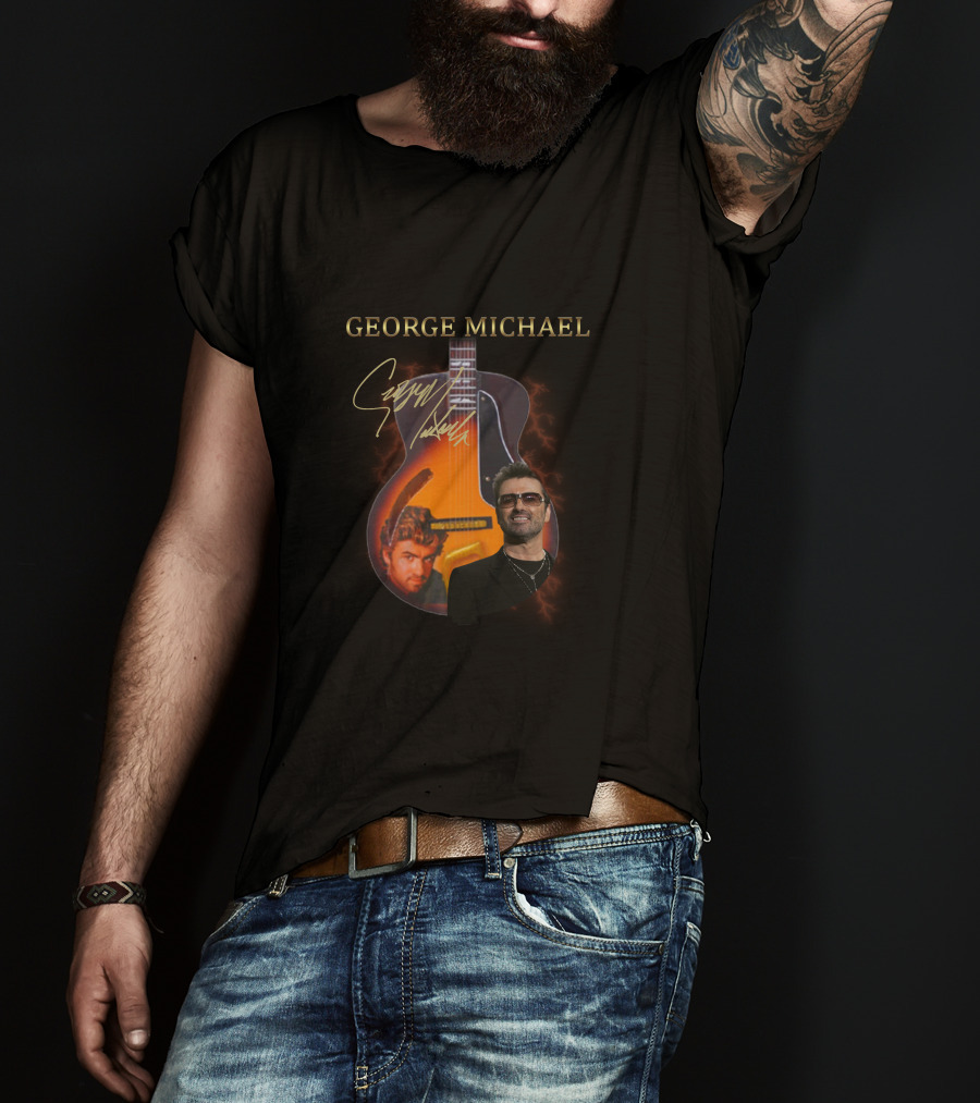 George Michael Signature Guitar Collage T-Shirt