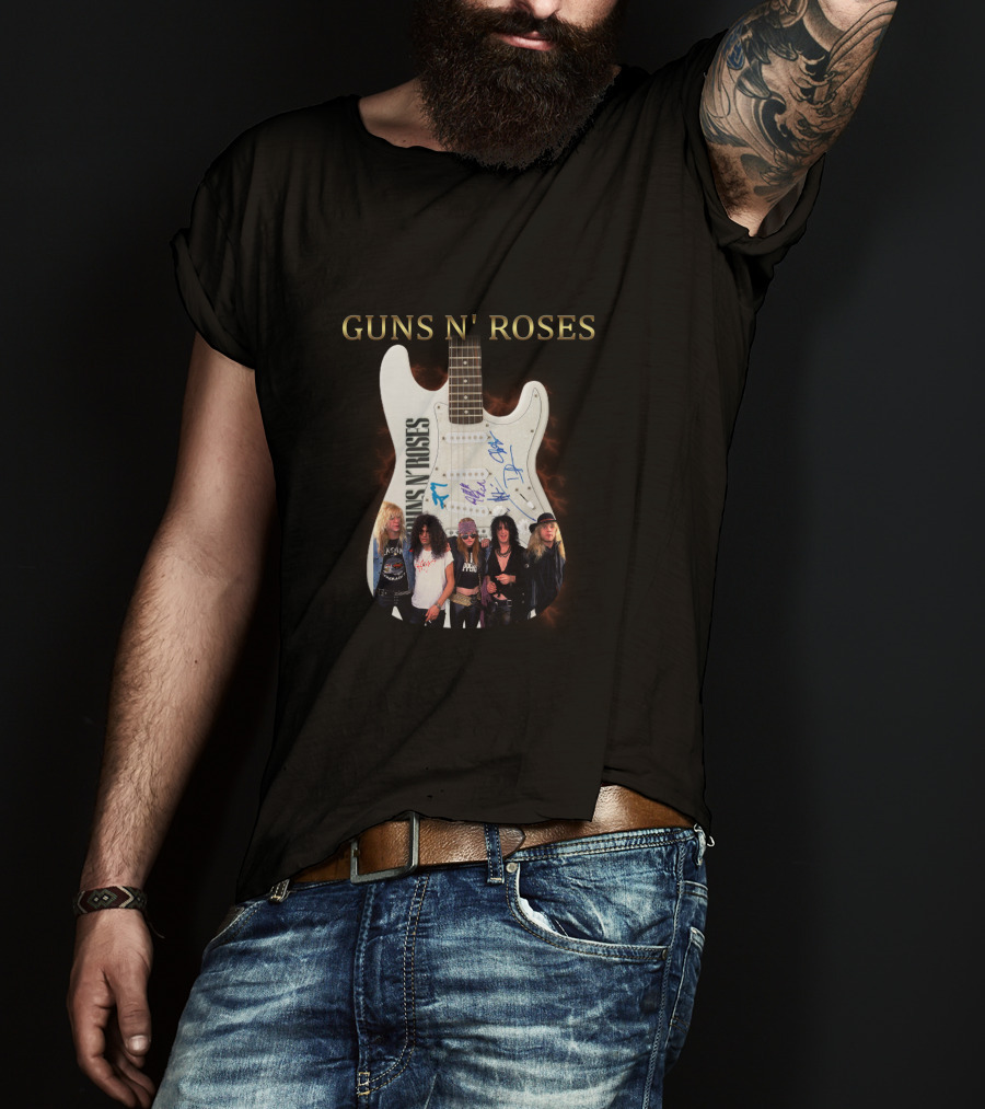 Guns N' Roses Guitar With Band Members T-Shirt