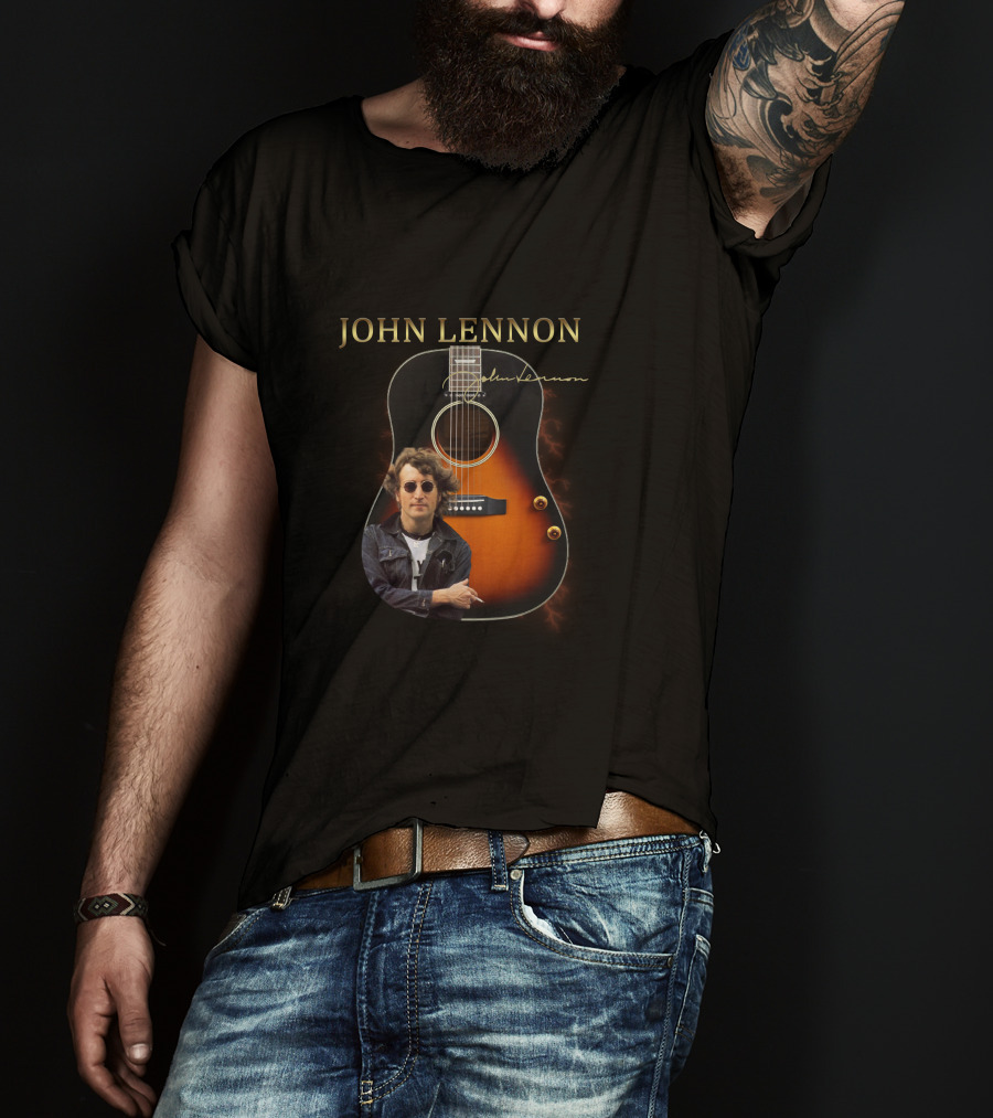 John Lennon Signature Acoustic Guitar T-Shirt