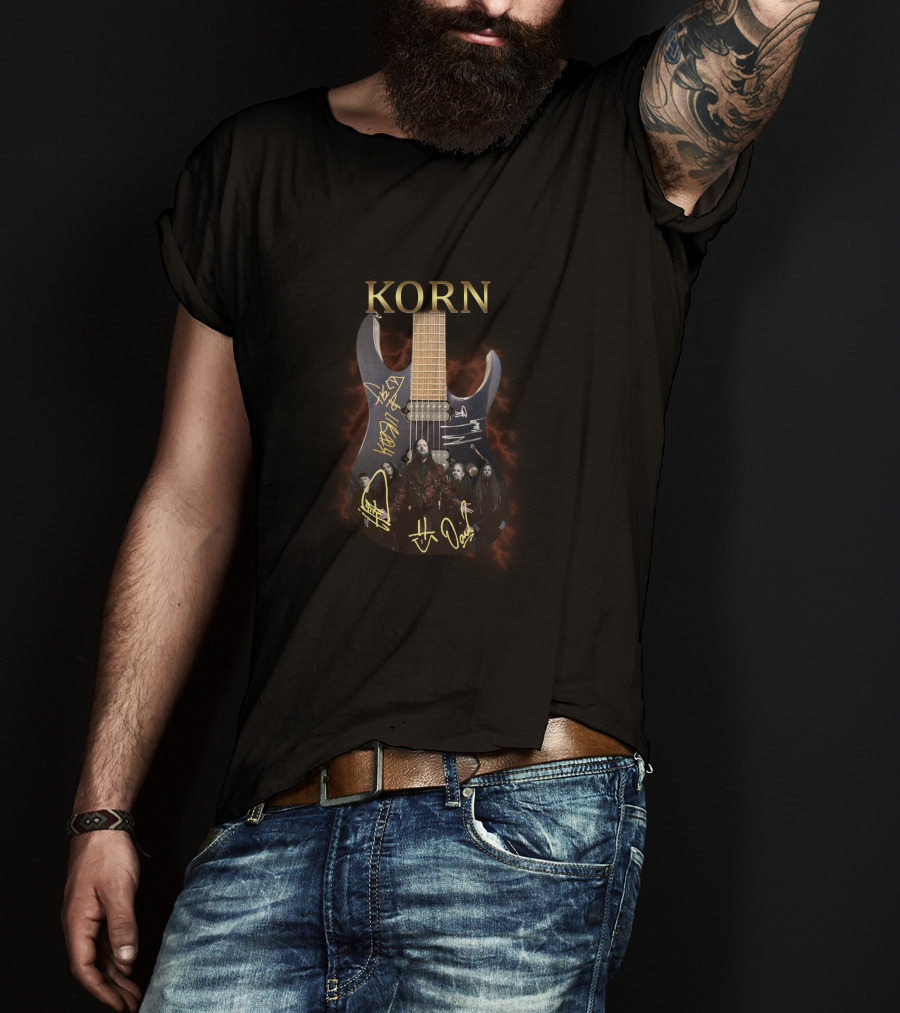 Korn Band Electric Guitar With Members Image T-Shirt