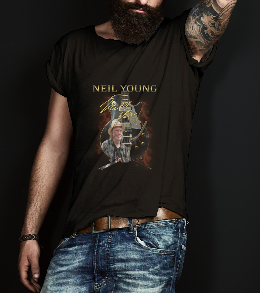 NEIL YOUNG Signature Guitar With Image T-Shirt