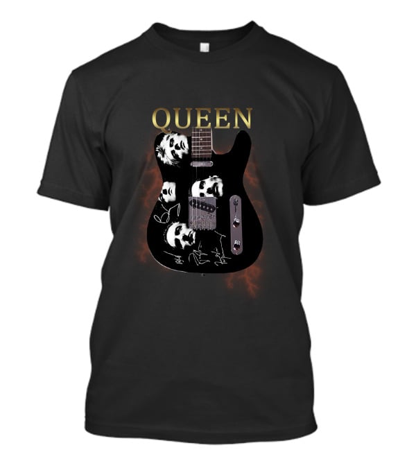 QUEEN Band Members Face Art On Electric Guitar T-Shirt