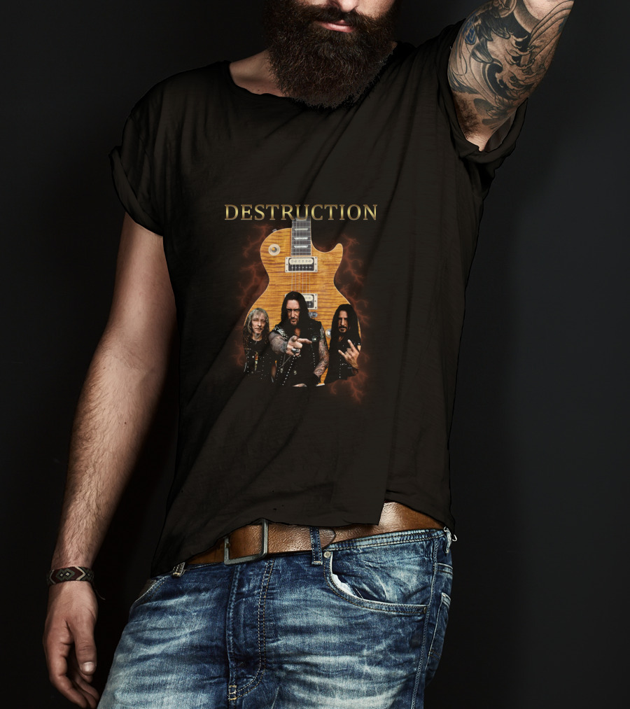 Destruction Band Members With Signature Guitar T-Shirt