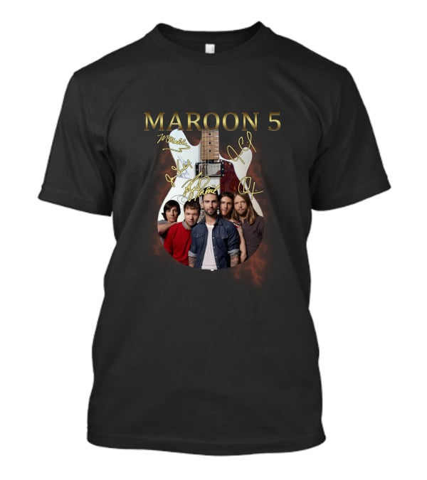 MAROON 5 Band Members With Signature Guitar T-Shirt