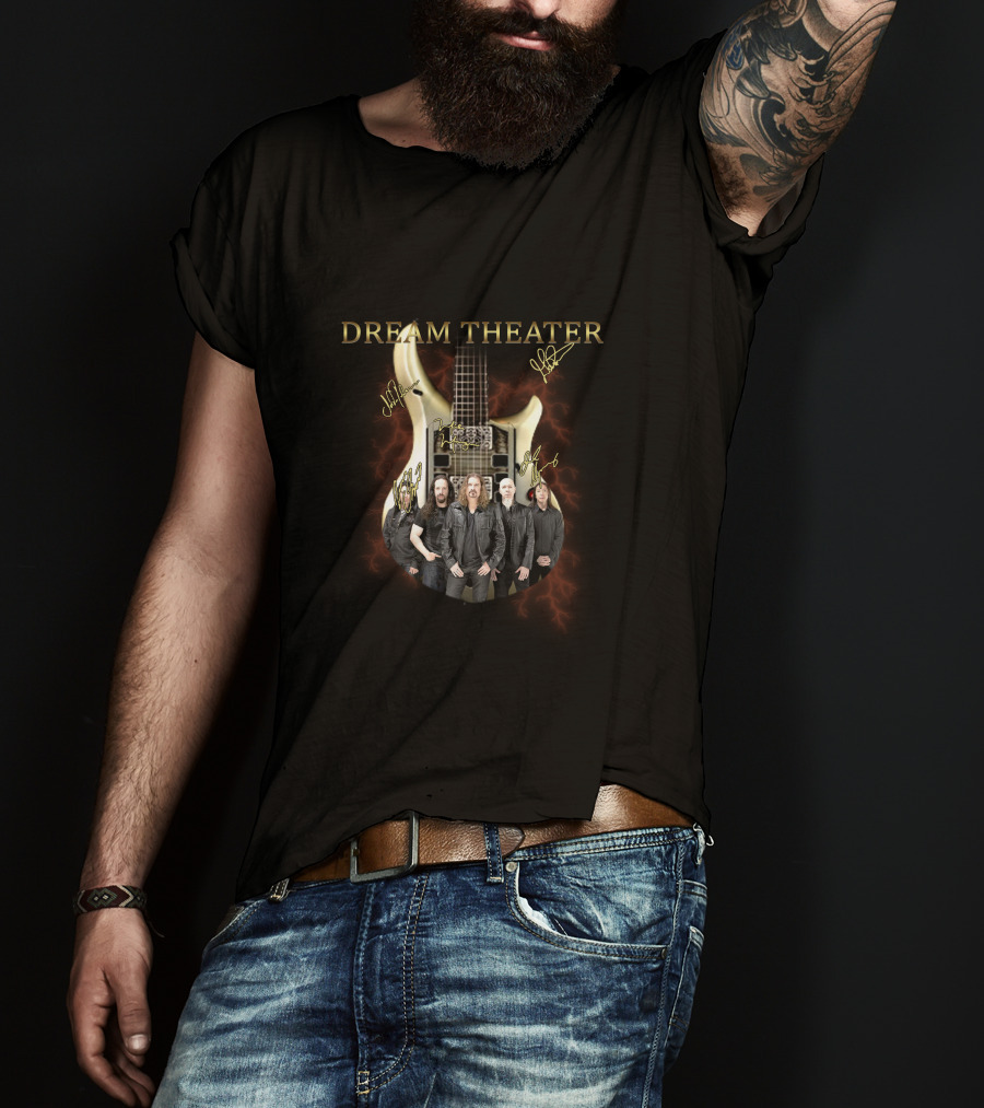 Dream Theater Guitar With Band And Signatures T-Shirt