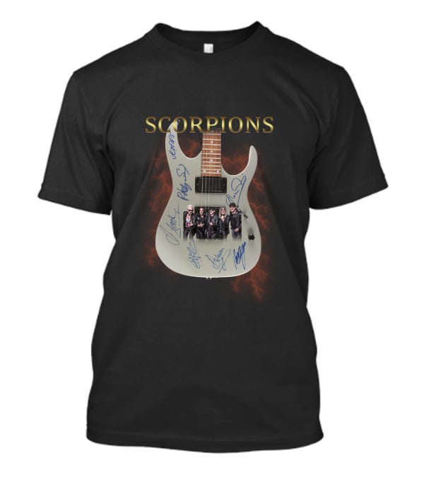 Scorpions Guitar With Band Photo And Signatures T-Shirt