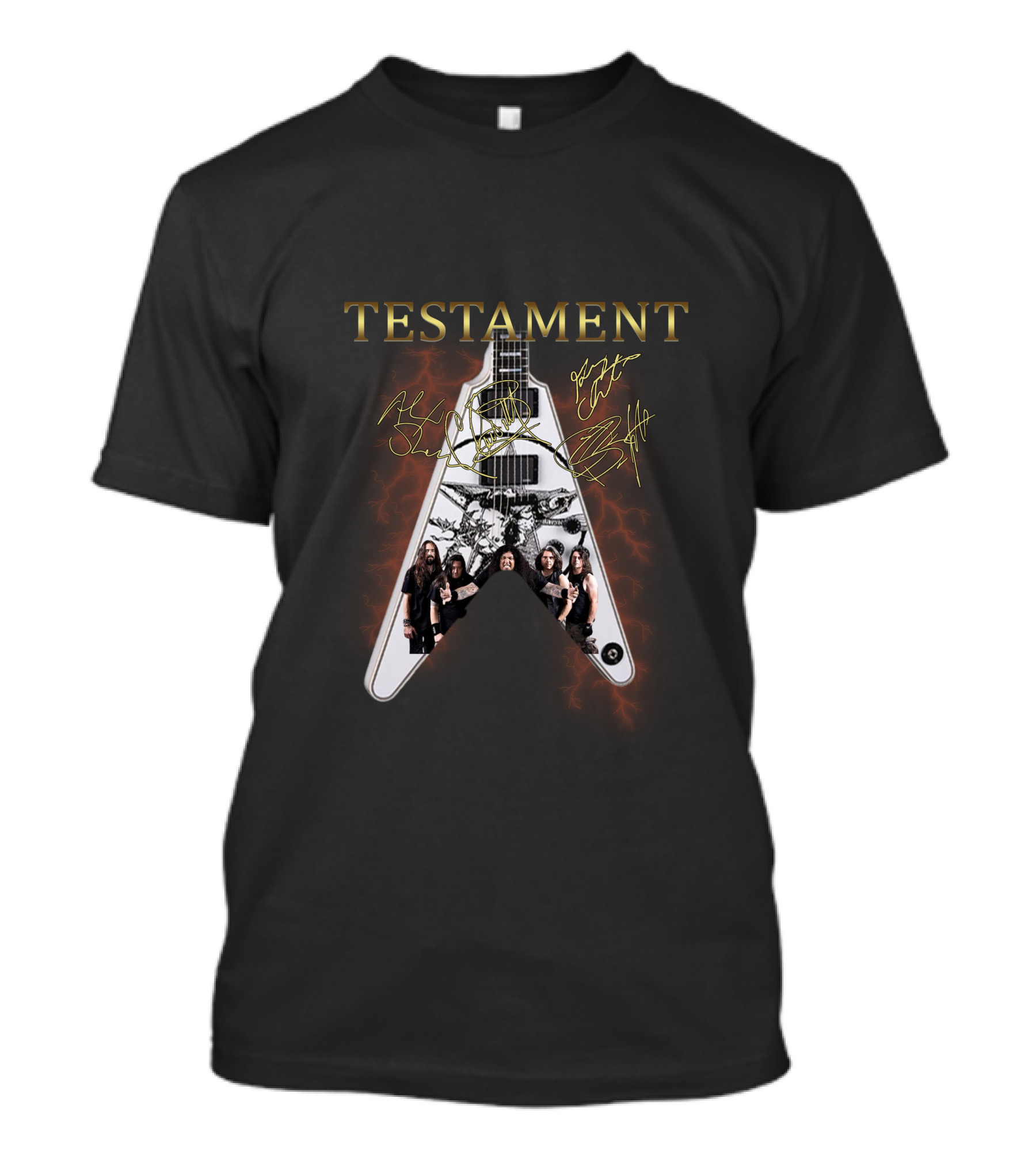 TESTAMENT Electric Guitar With Signatures And Band Members T-Shirt