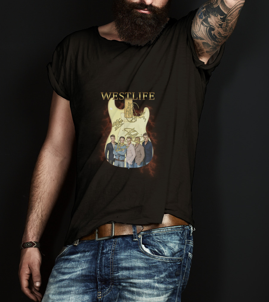 Westlife Guitar And Band Members Montage T-Shirt