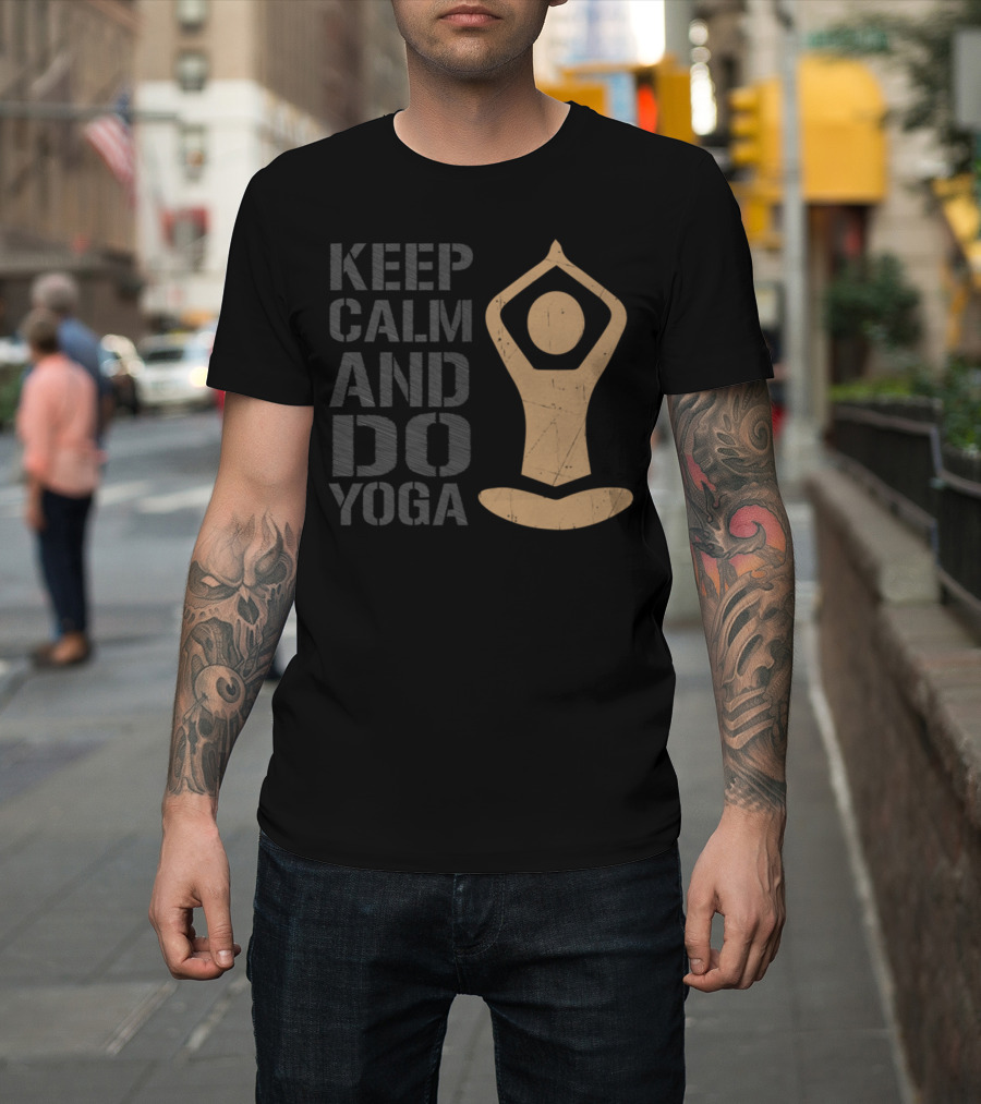 Keep Calm And Do Yoga Silhouette in Meditative Pose T-Shirt