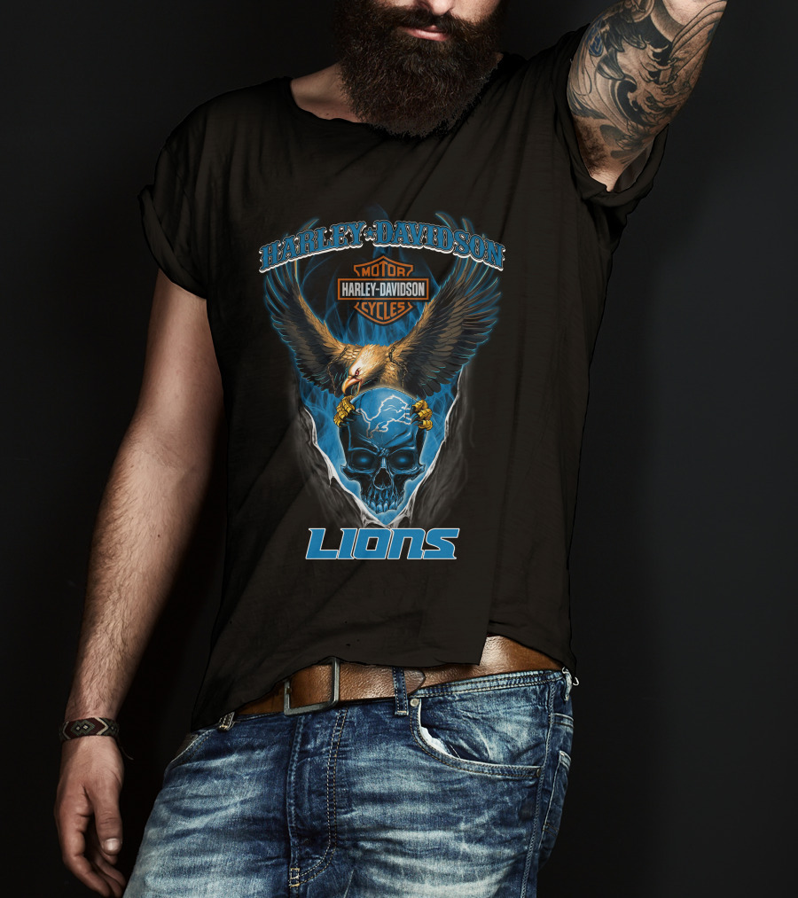 Harley Davidson Motor Cycles Eagles Skull Lions T-Shirt