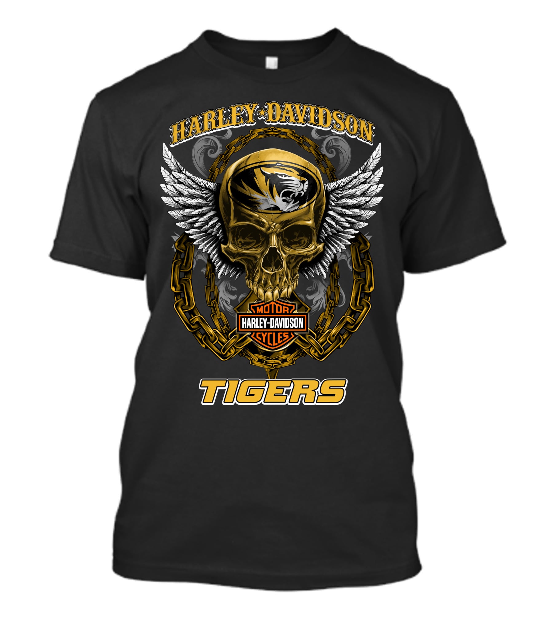 Harley Davidson Missouri Tigers Skull And Chains T-Shirt