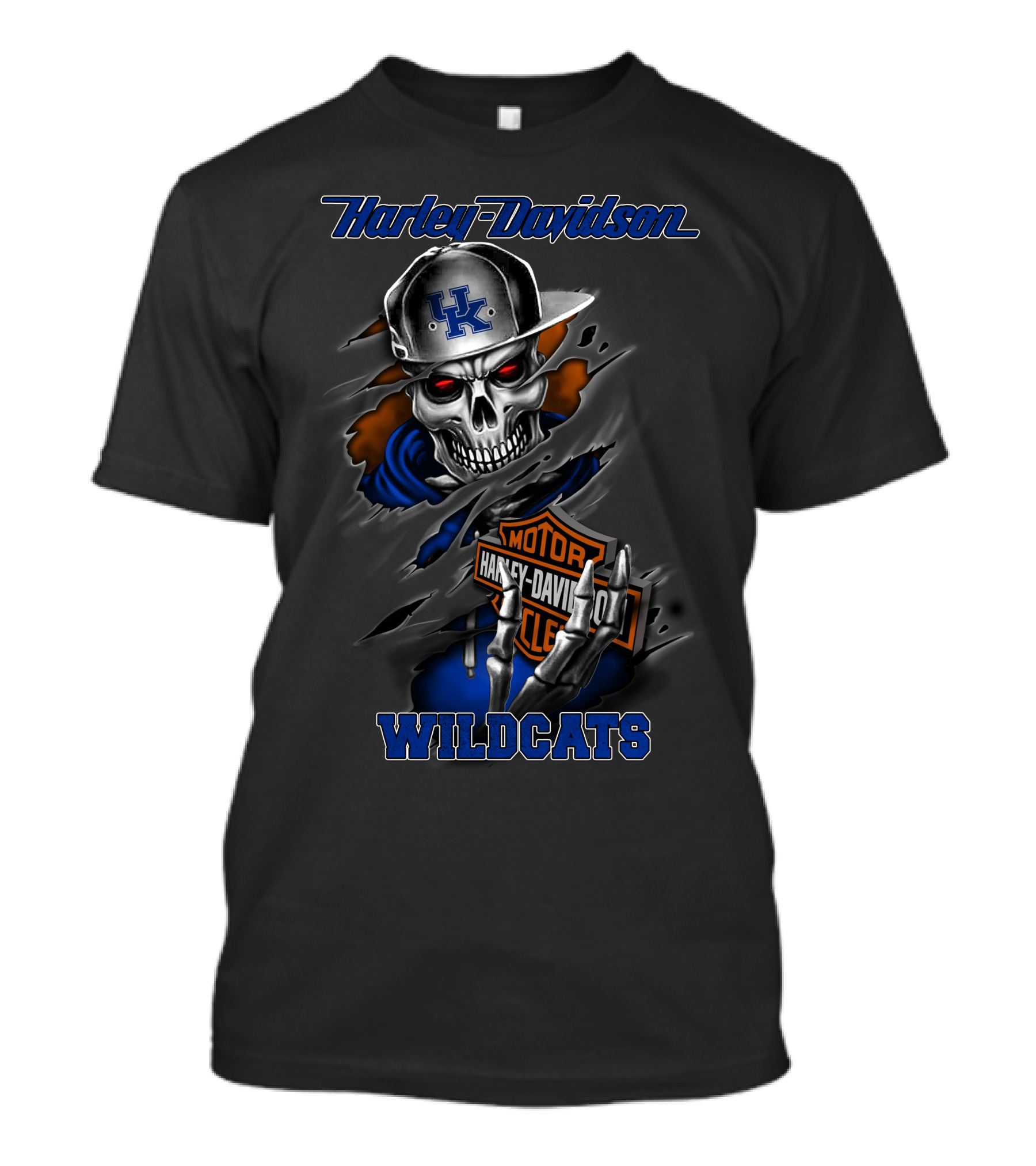 Harley Davidson Motorcycles Kentucky Wildcats Skull T-Shirt