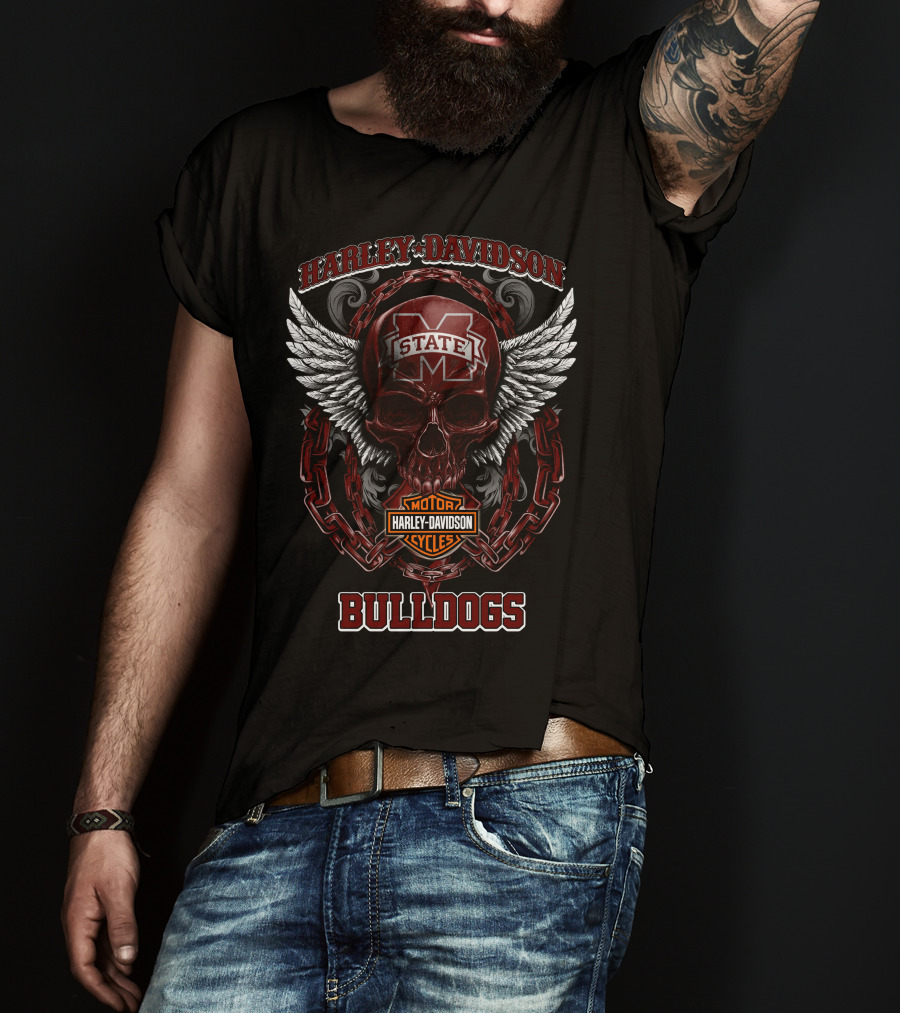 Harley Davidson Mississippi State Bulldogs Motor Cycles T-Shirt