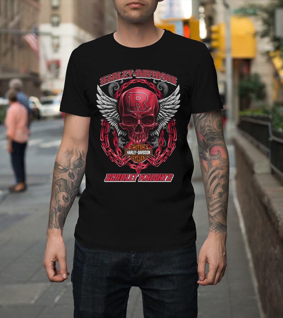 Harley Davidson Motorcycles Wings R Skull Scarlet Knights T-Shirt