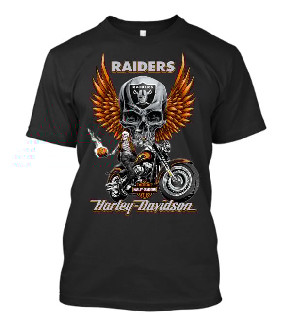 Raiders Harley Davidson Motorcycles Skull Wings Nfl Las Vegas T-Shirt