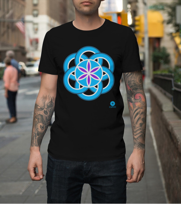 Shirt: Crop Circle Patcham Designaliens Geometric Blue and Purple Mandala T-Shirt Crop Circle Patcham Designaliens Geometric Blue and Purple Mandala T-Shirt