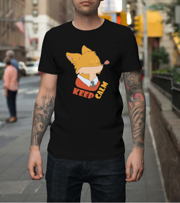Shirt: Keep Calm Fox with Rose and Sweater Tie T-Shirt Keep Calm Fox with Rose and Sweater Tie T-Shirt