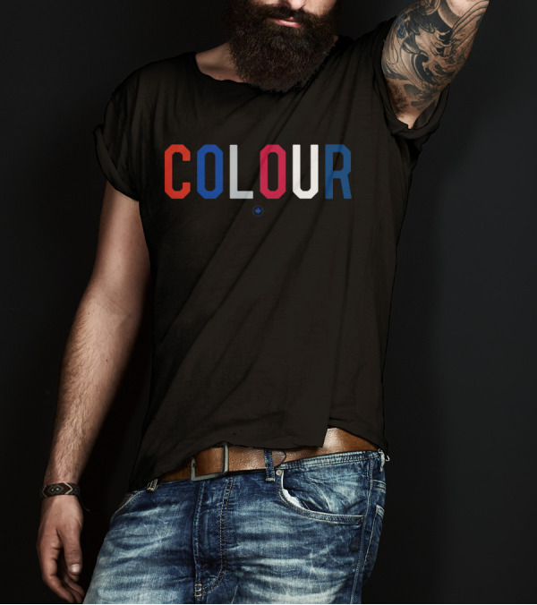 Colour Mixed Typography With Red Blue Pink White Letters T-Shirt
