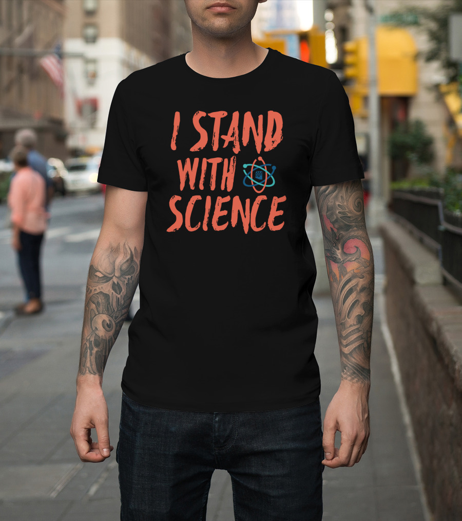 I Stand With Science Atom Symbol Connected Orbits T-Shirt