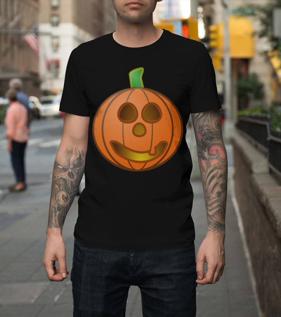 Pumpkin with Smile Emoji Icon Halloween Face T-Shirt