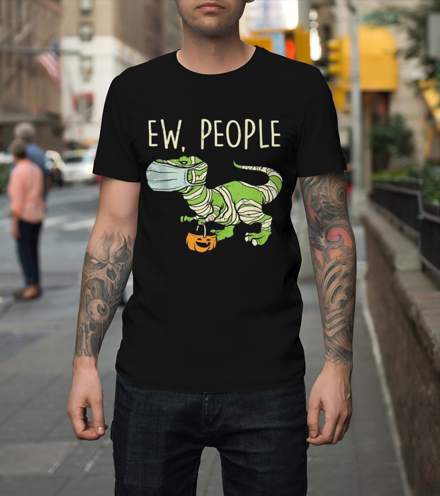 Ew People Halloween Dinosaur Mummy with Pumpkin T-Shirt