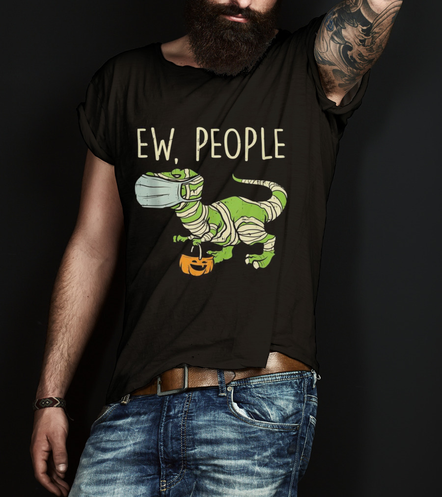 Ew People Halloween Dinosaur Mummy With Pumpkin T-Shirt