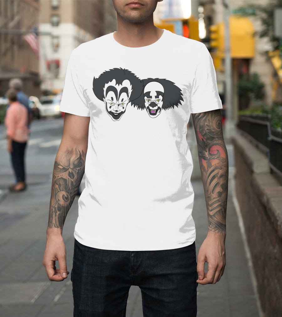 Down With The Killer Clowns Scary Faces Dual T-Shirt