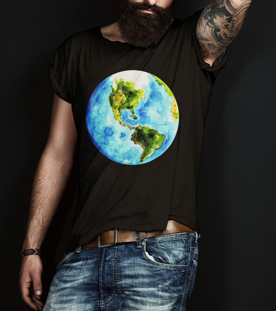 Earth Day Love Earth Watercolor Planet Earth T-Shirt
