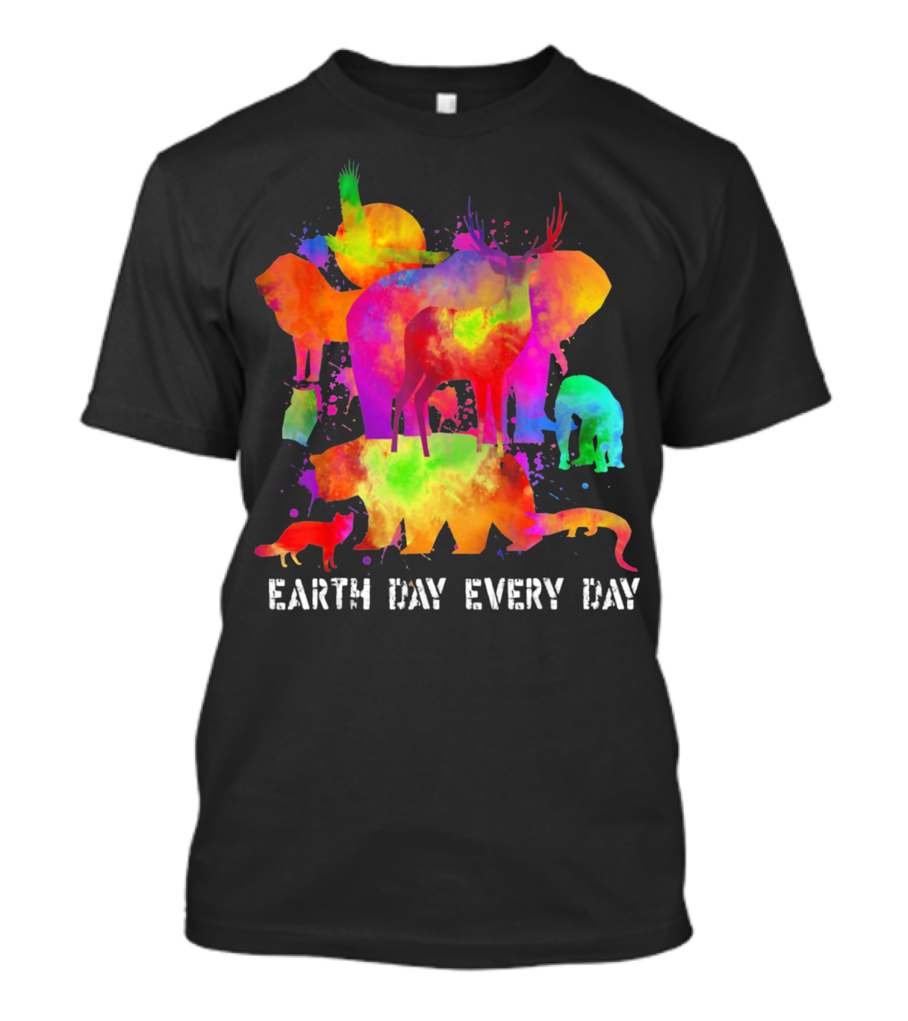 Earth Day Every Day Colorful Animal T-Shirt