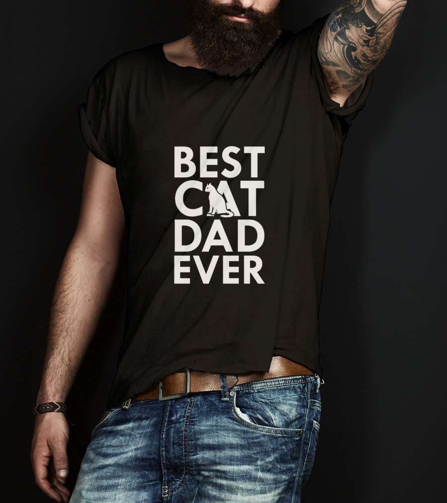 Best Cat Dad Ever Funny Cat Lovers Premium T-Shirt
