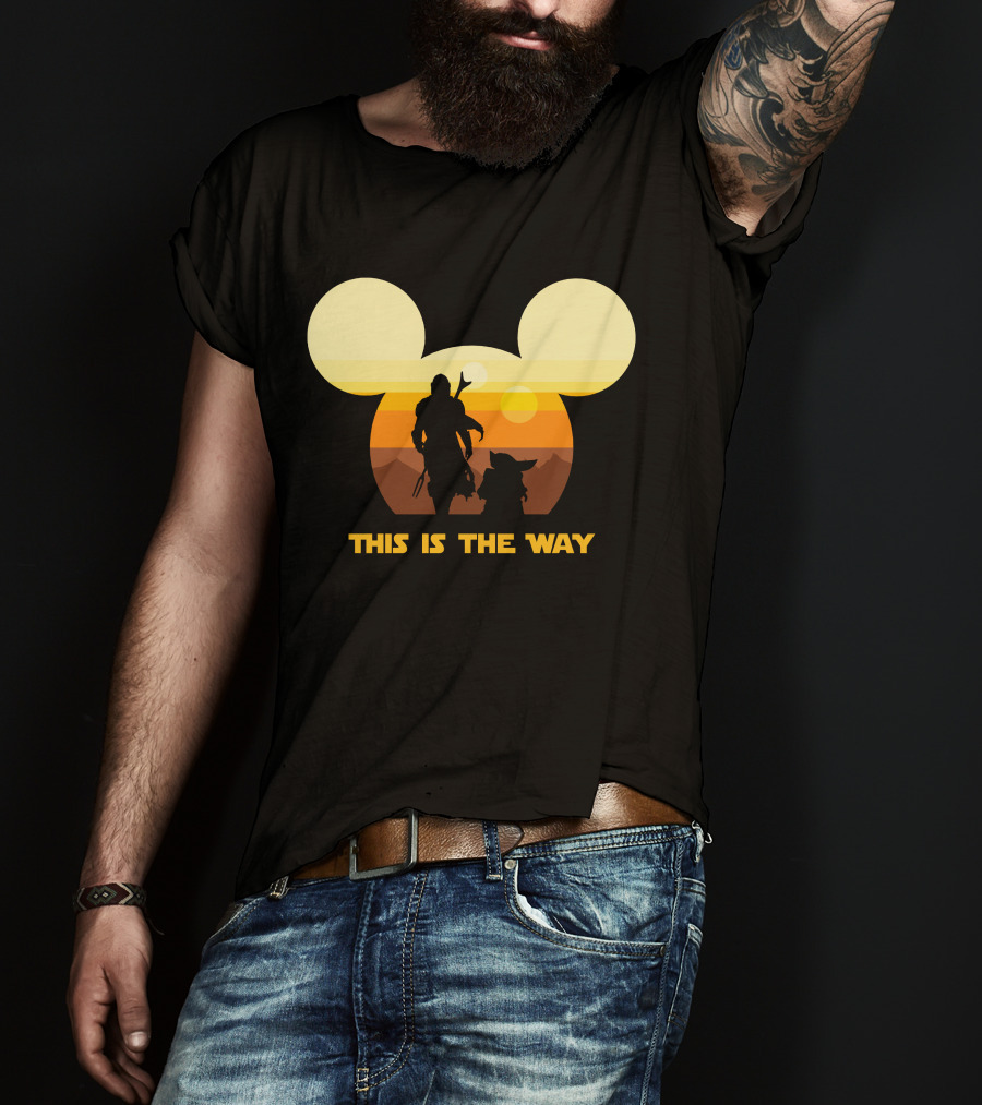 Mickey Star Wars Sunset This Is The Way Mandalorian T-Shirt