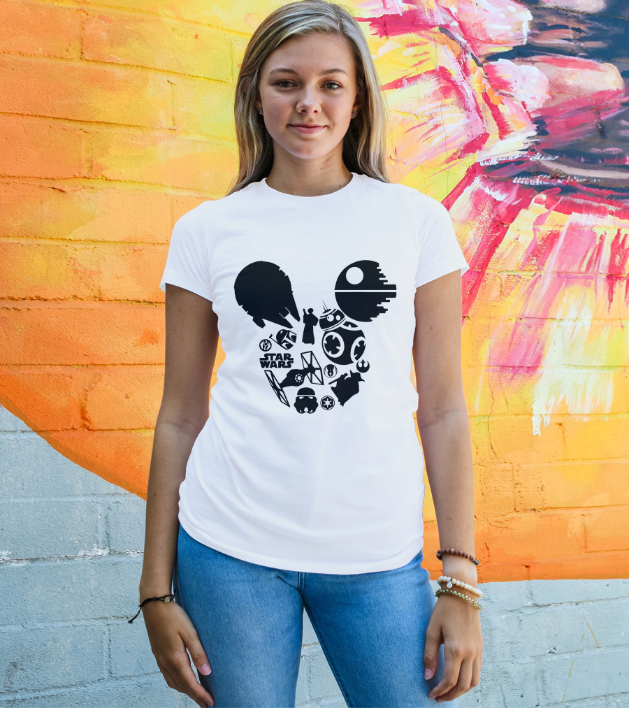 Star Wars Icons Millennium Falcon Death Star BB-8 T-Shirt