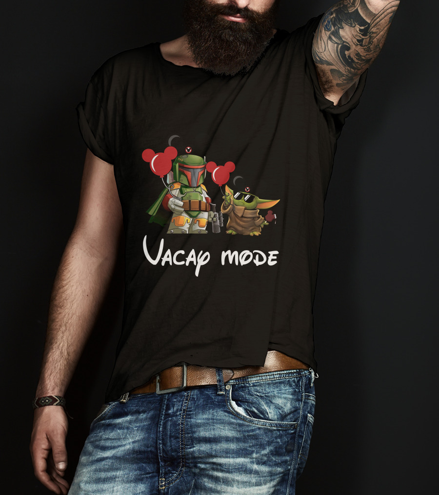 Vacay Mode Yoda Boba Fett Mickey Balloons T-Shirt