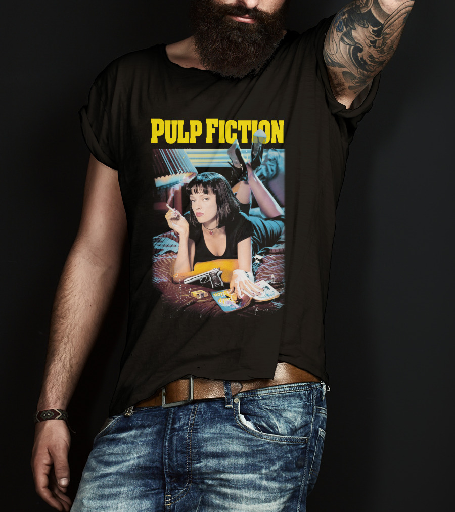 Pulp Fiction Mia Wallace Smoking Gun And Magazine T-Shirt
