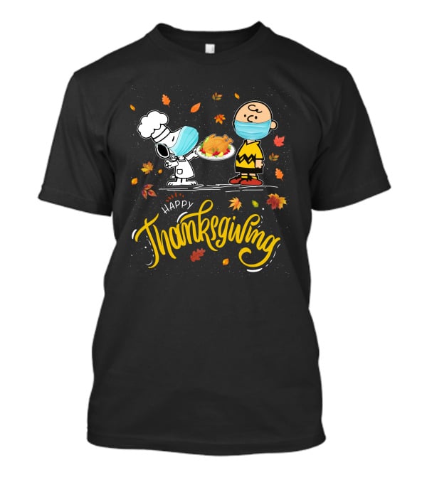Happy Thanksgiving Snoopy And Charlie Brown Masked Feast T-Shirt
