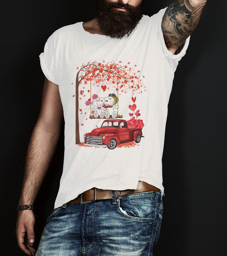 SNP Love Heart Tree Swing Red Truck Romance T-Shirt