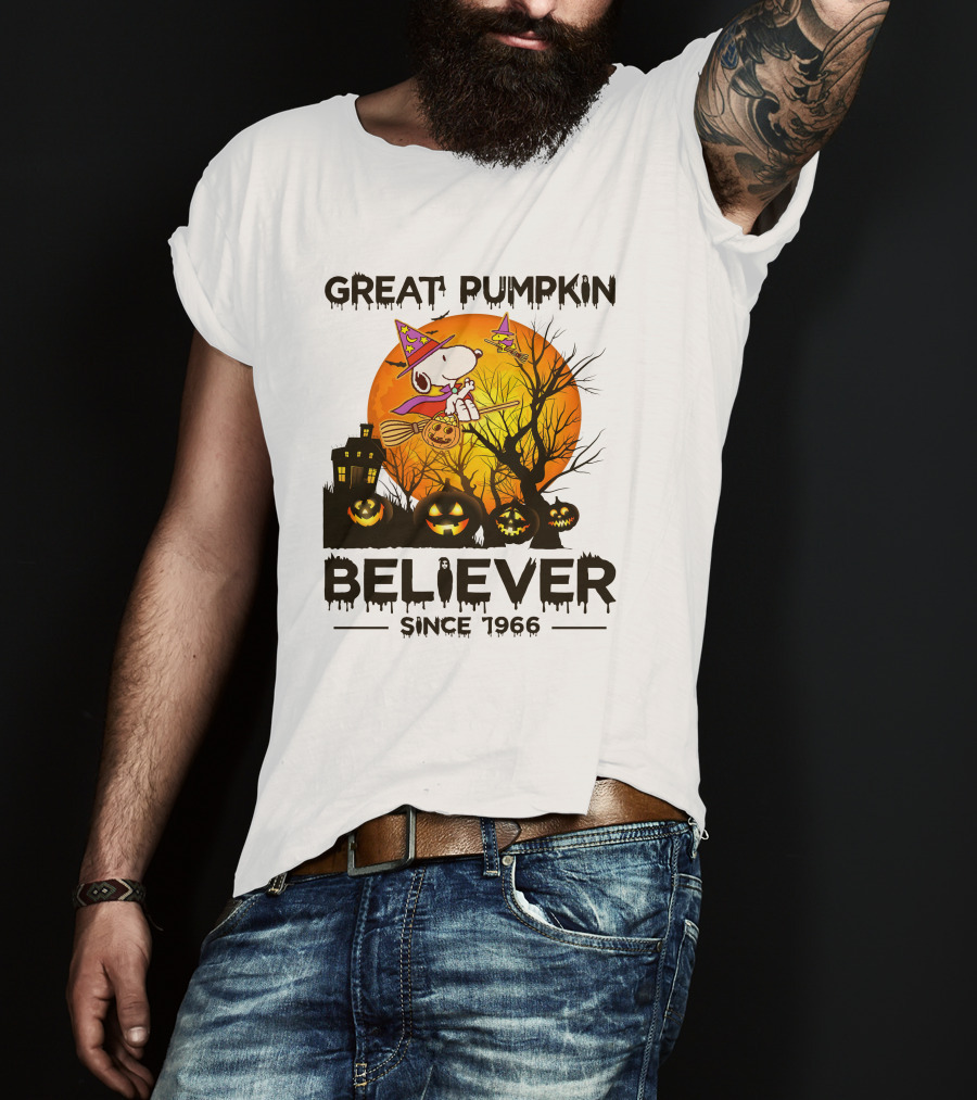 Great Pumpkin Believer Since 1966 Snoopy Halloween Scene T-Shirt