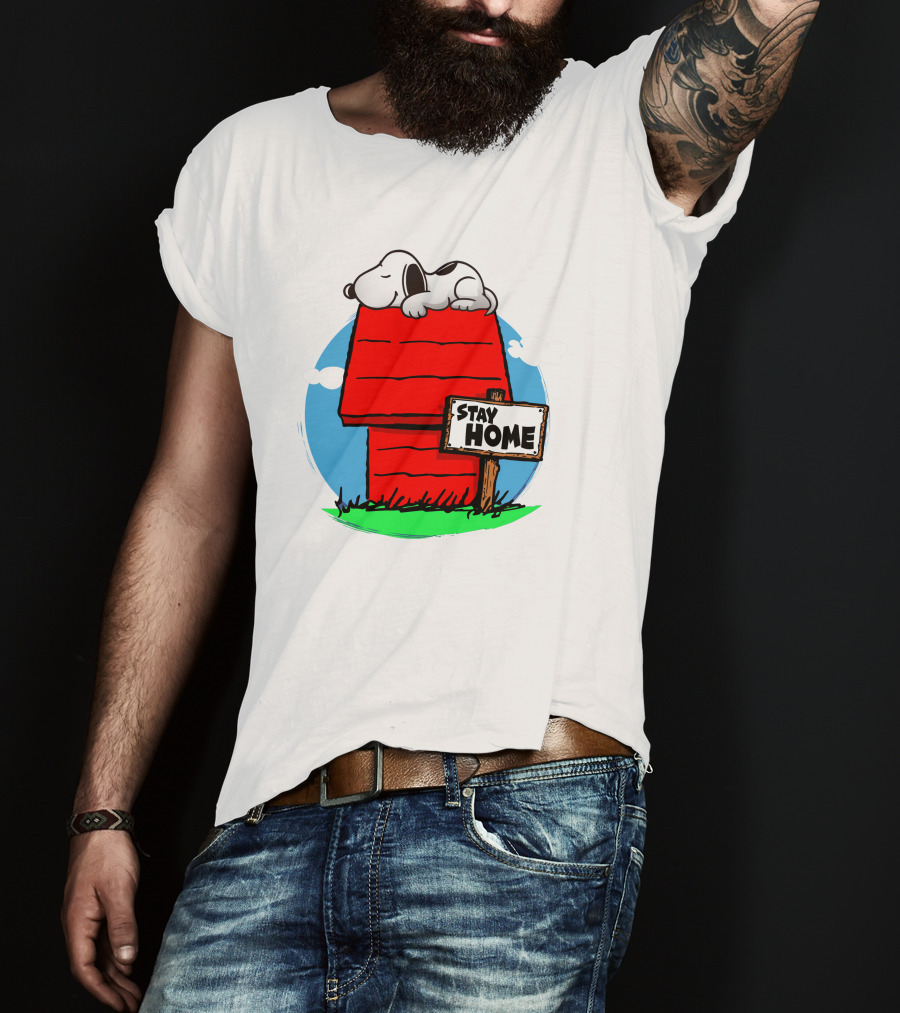 Stay Home Snoopy Doghouse Relaxation T-Shirt