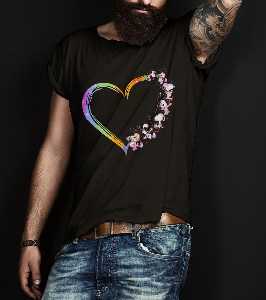 PN Heart Rainbow Cartoon Characters T-Shirt