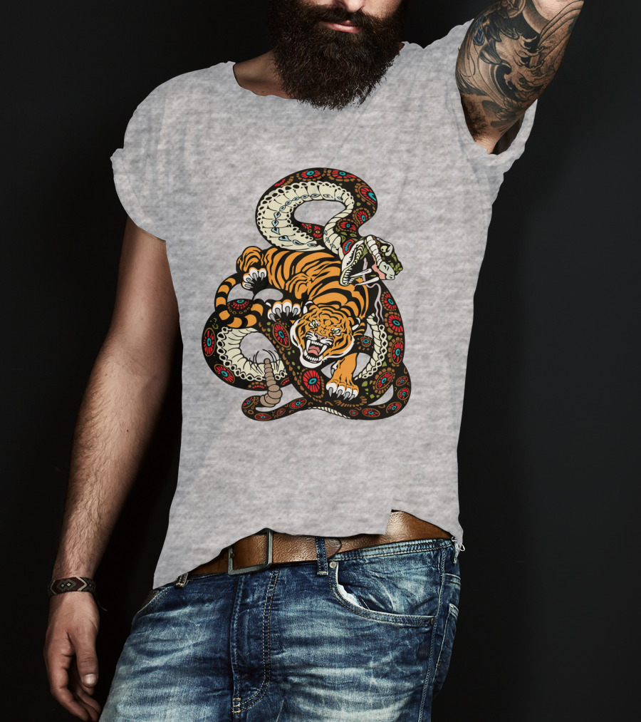 Tiger And Snake Fierce Battle T-Shirt