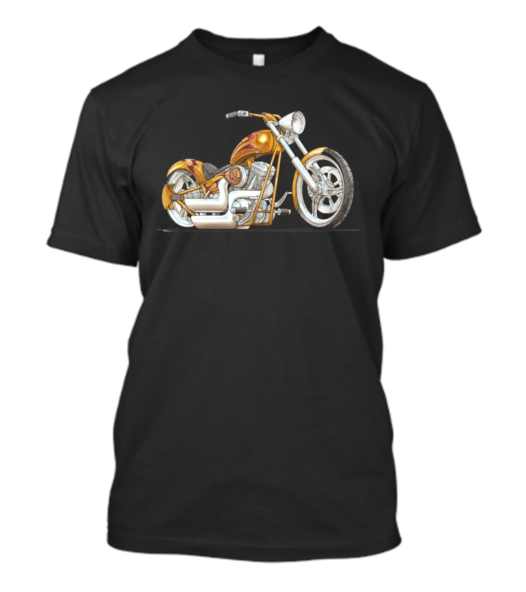 Best Motorcycle Custom Chopper Fiery Chrome T-Shirt