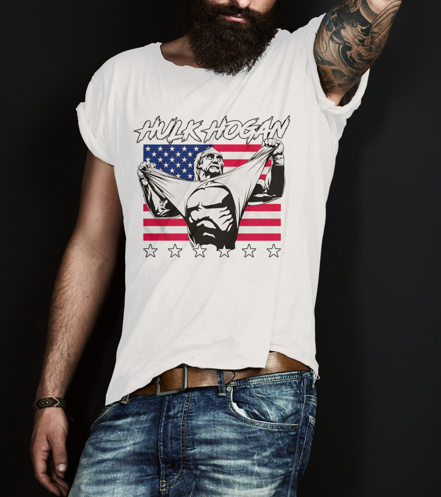 Hulk Hogan American Flag Stars Iconic Pose T-Shirt