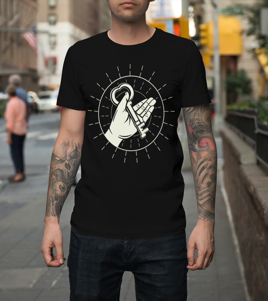 Skeleton Vintage Key Radiating Hand T-Shirt